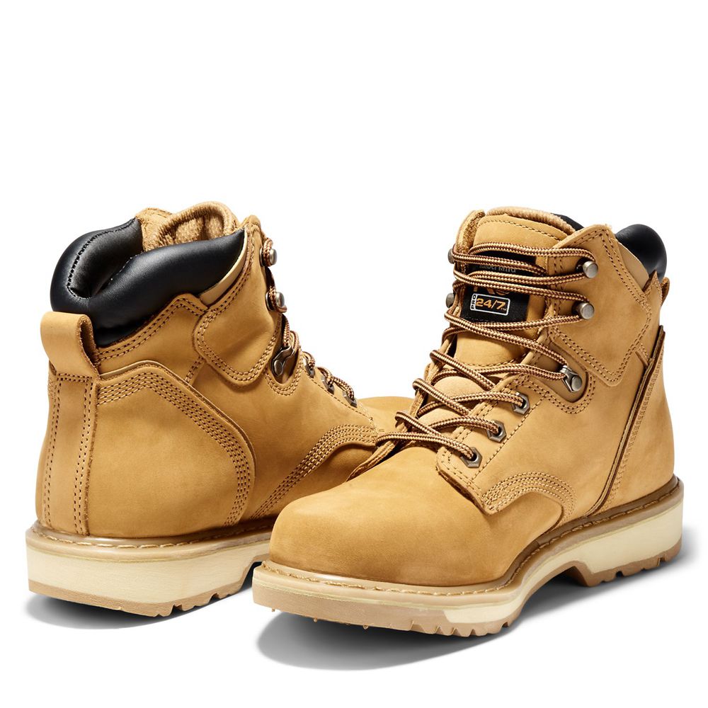 Timberland Μποτακια Εργασίας Ανδρικα Καφε - Pro® Pit Boss 6\" Soft Toe - Greece 2836591-WA